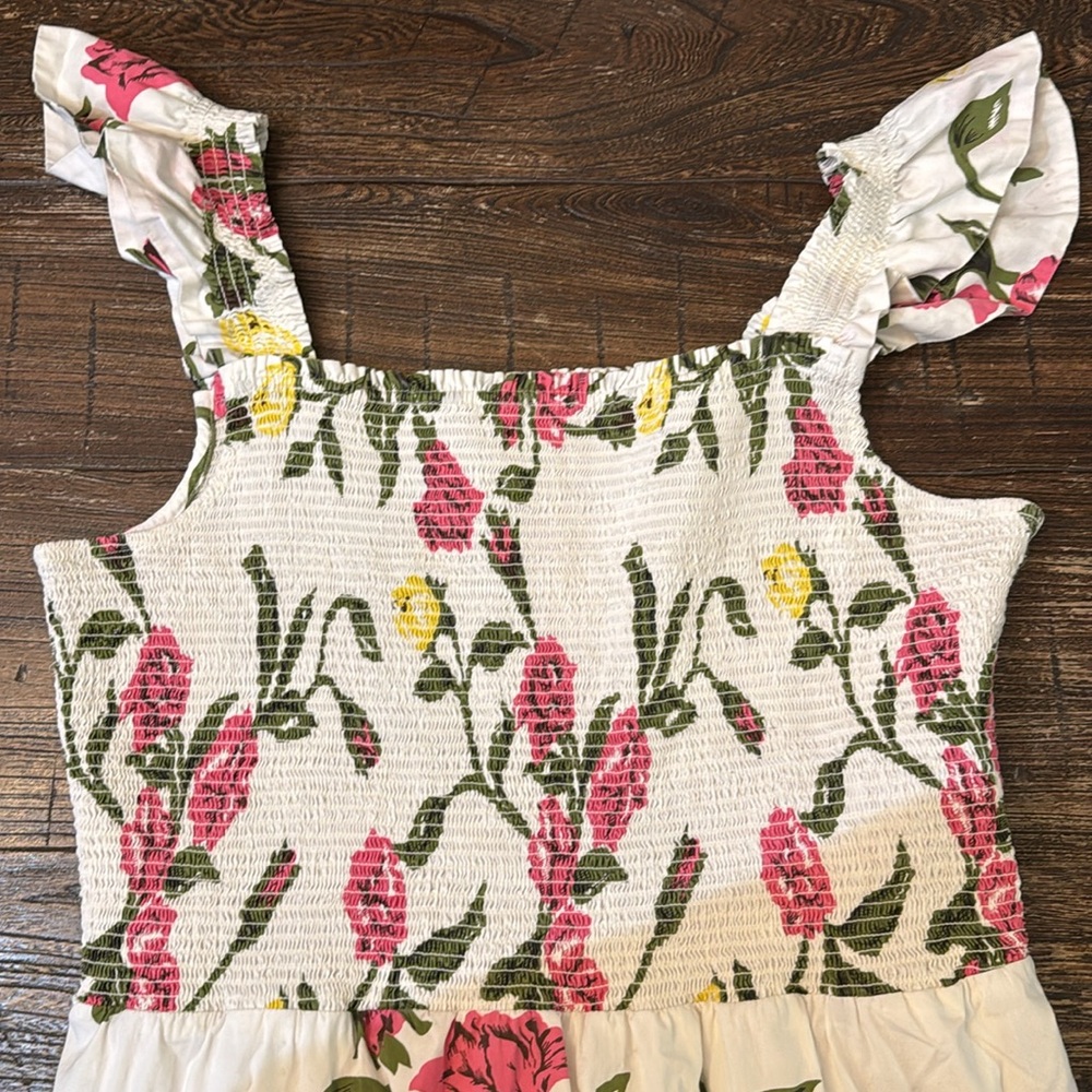Vineyard Vines Kentucky Derby smocked Floral Midi Dress Size Large - Picture 4 of 8